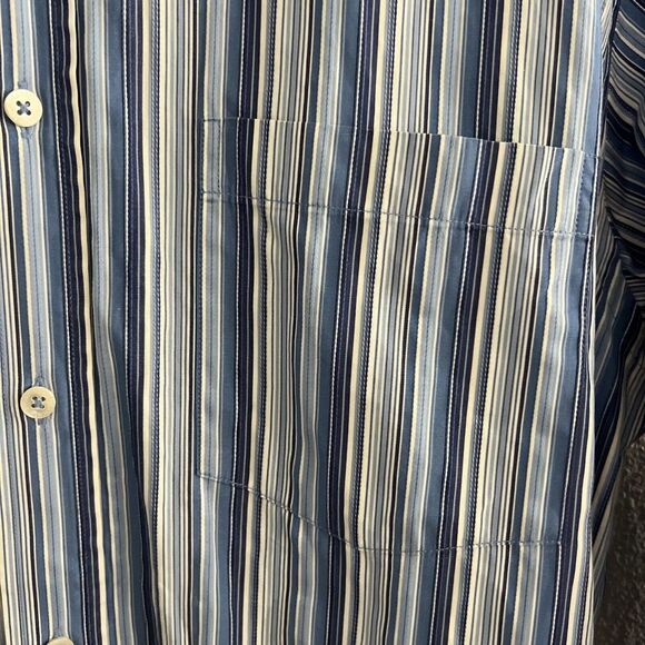 Bugatchi Uomo Dress Shirt Blue Striped Classic Fit Button Up Mens Size Large L - Picture 4 of 11